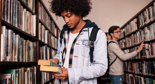 College student reading name of book