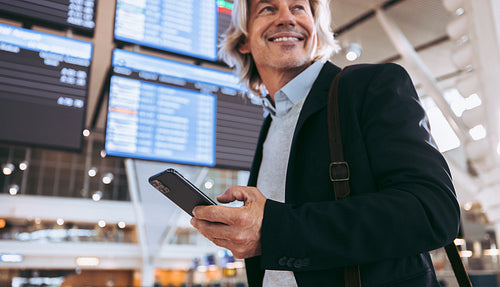 Business traveler at international airport