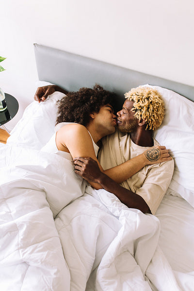 Two male lovers bonding fondly