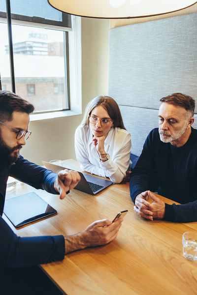 Colleagues working together in a co-working space