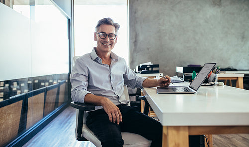 Mid adult businessman at work