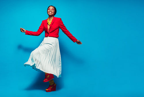 Beautiful woman in stylish clothing