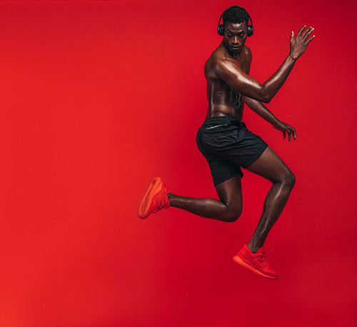 Muscular man exercising