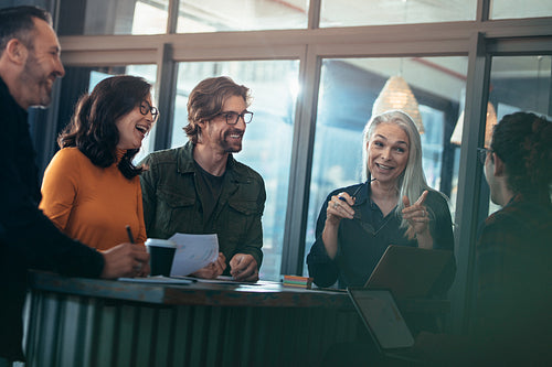 Business group having casual talk in meeting