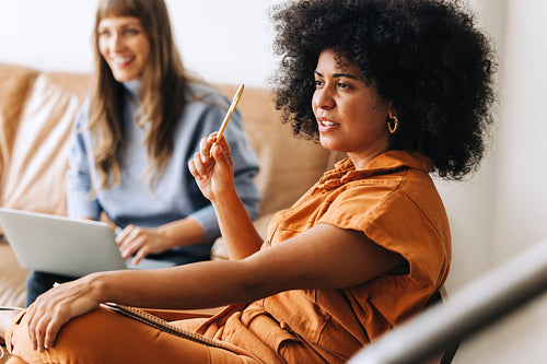 Black businesswoman working in a modern office