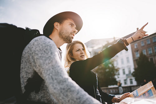 Young tourist couple on a holiday.