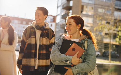 Students walking in university outdoors