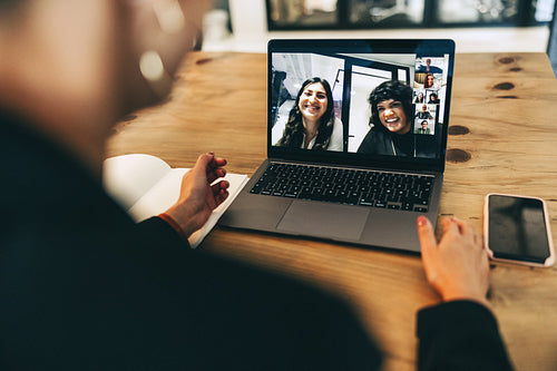Creative businesswoman attending a video conference in an office