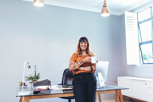 Portrait of a cheerful businesswoman in office