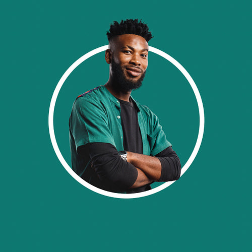 Circle crop shot of smiling man