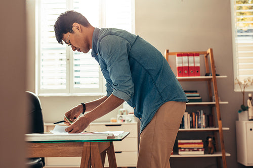 Architect selecting colors for new project