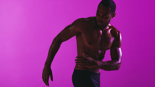 Muscular man doing fitness workout