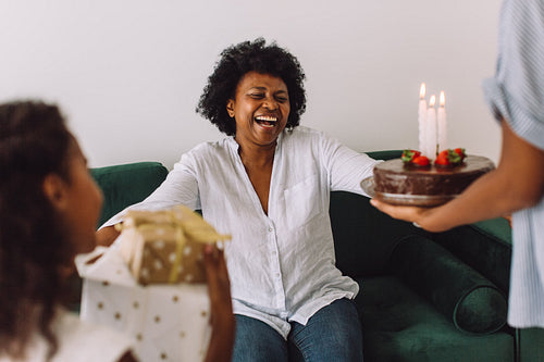 Surprise birthday celebration for mother