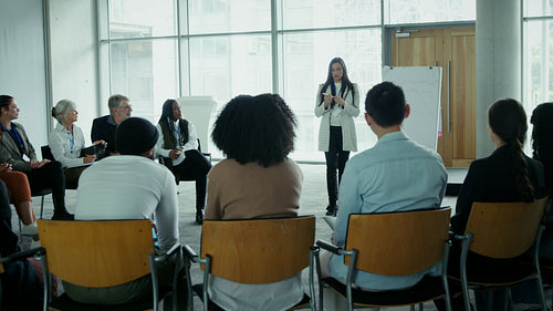 Speaker leading a corporate training session
