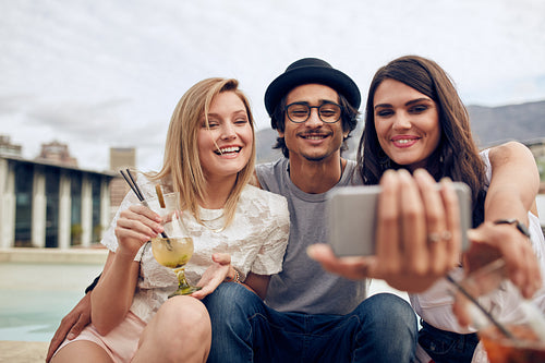 Young people partying and taking selfie 