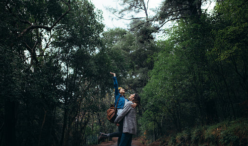 Beautiful rainforest with couple enjoying