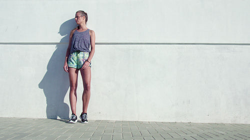 Woman relaxing after running exercise