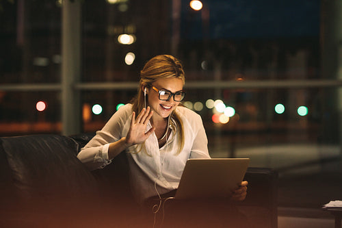 Woman on video call in office