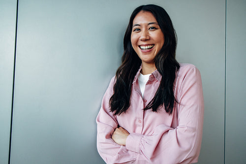 Female executive looking happy