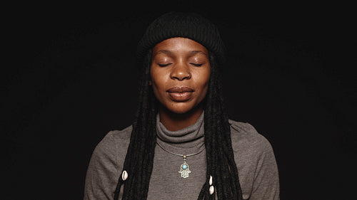 African woman with long dreadlocks