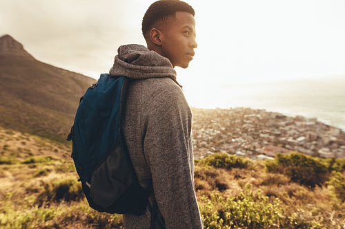 Young guy on hiking trip