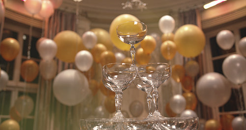 Pyramid of glasses for new years party