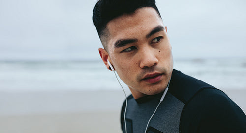 Man relaxing after physical workout session