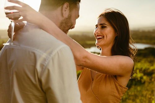 Couple on a wine date spending time together