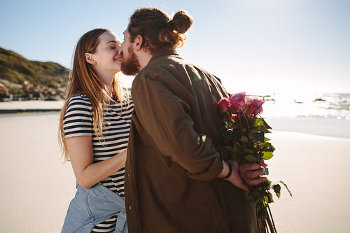 Couple on a romantic date at beach