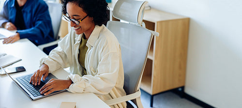 Businesswoman in a shared workspace
