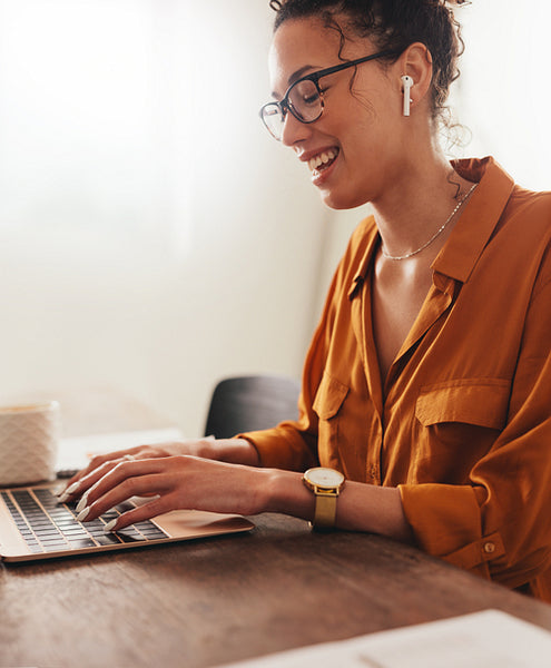 Woman enjoying working from home