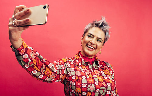 Taking a cute selfie