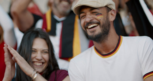 German soccer fans supporting their national team
