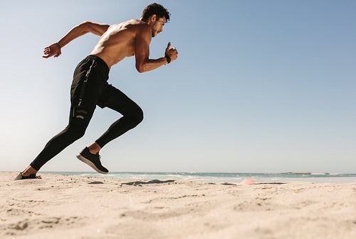 Man running on the beach