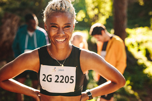 Smiling female cross country runner