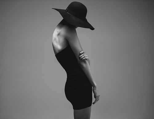 Sensual woman in classic retro style look