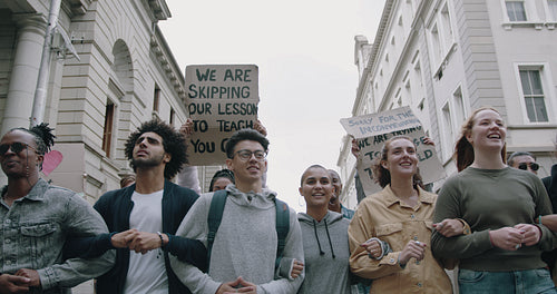 Students skipping school and protesting