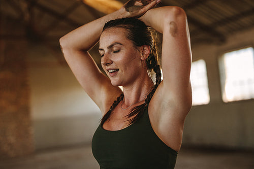 Woman taking a break after physical workout