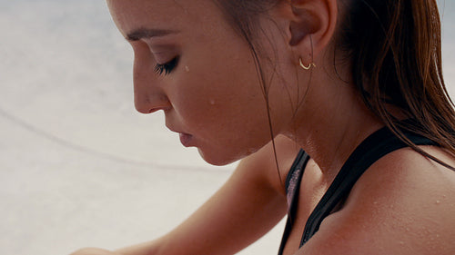 Woman resting after intense workout