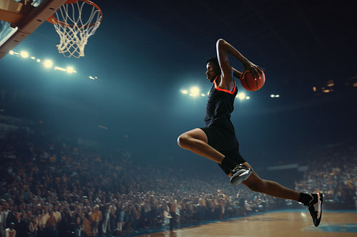 Player performing a basketball dunk