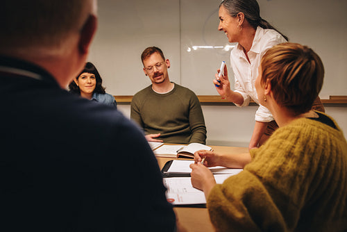Group of a corporate professionals in boardroom meeting