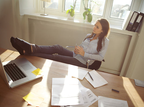 Young woman taking a break from work