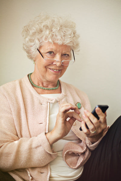 Old Lady Using Her Cellphone to Text
