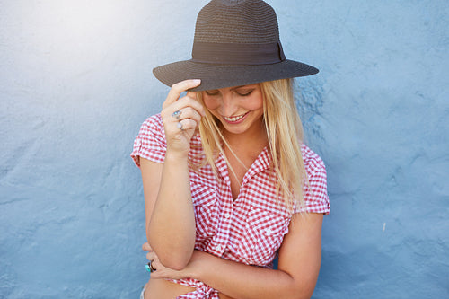 Attractive female model looking happy