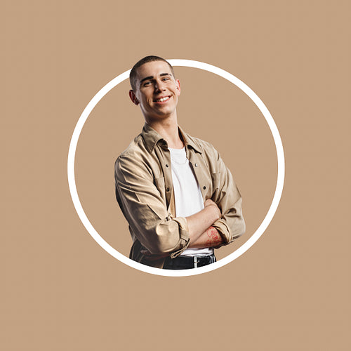 Circle crop shot of caucasian man