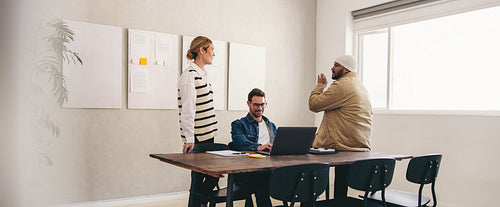 Group of diverse businesspeople working together in an office
