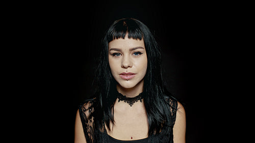 Fashion gothic woman on black background