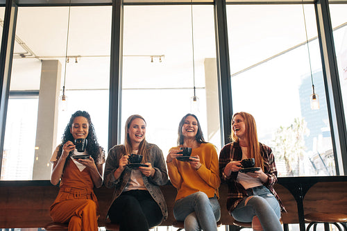 Female friends having fun in a coffee house