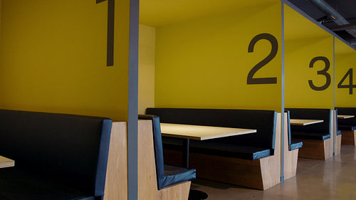 Empty coworking space showing working areas