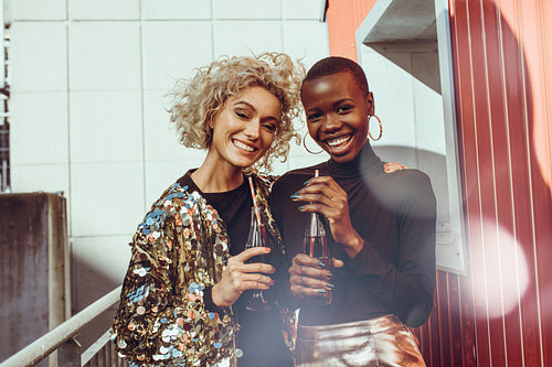 Best friends hangout in the city